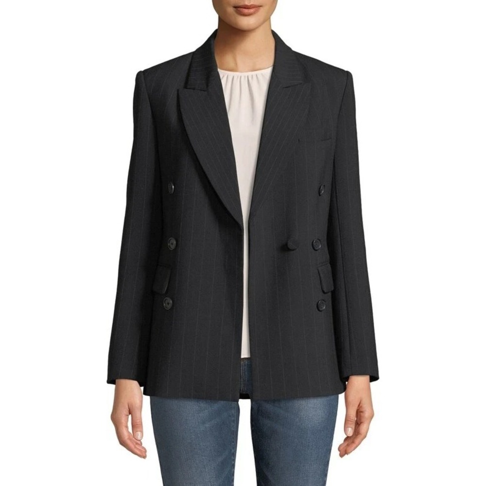 Joie Markina‎ B  Blue Pinstripe Faux Double Breasted Blazer Size 0